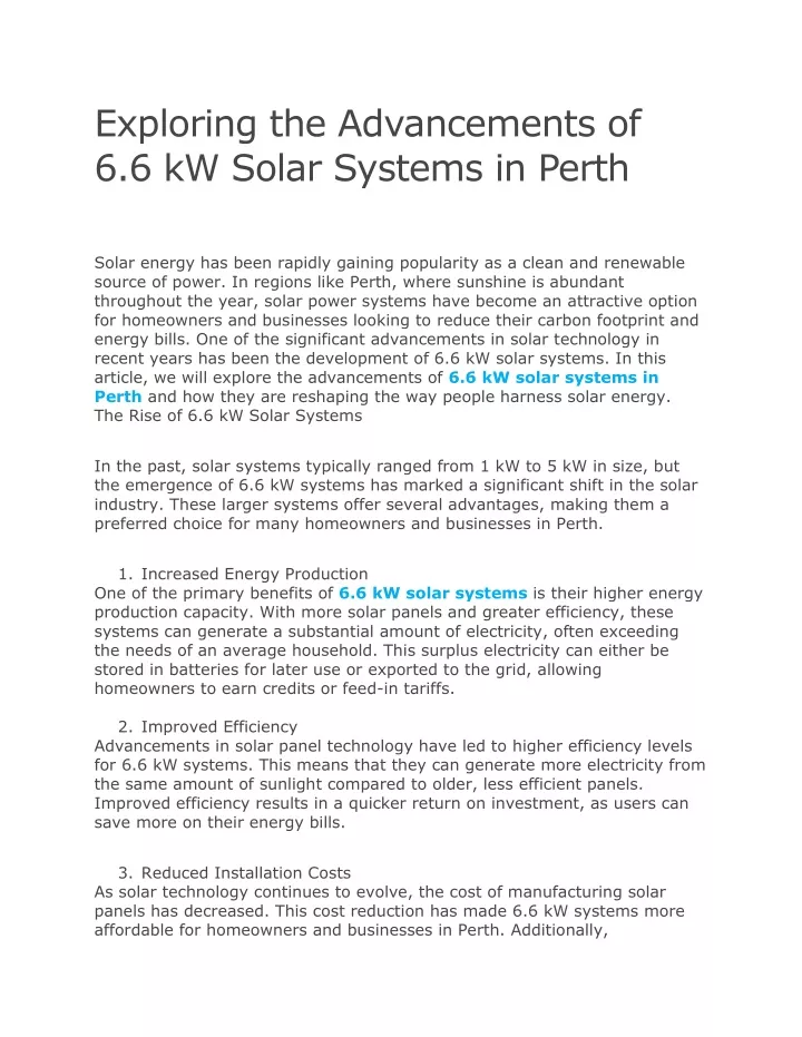 exploring the advancements of 6 6 kw solar