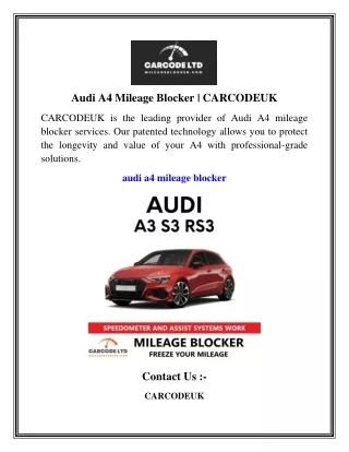 Audi A4 Mileage Blocker   CARCODEUK