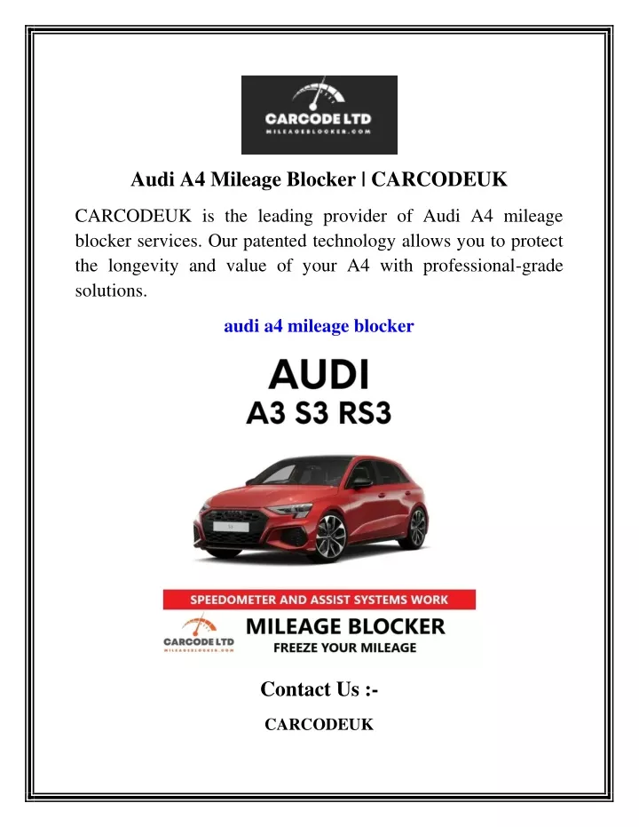 Mileage blocker for Audi A3/S3/RS3/8V