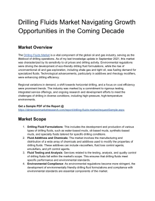 Drilling Fluids Market Charting the Path of Size, Share, Growth to 2032