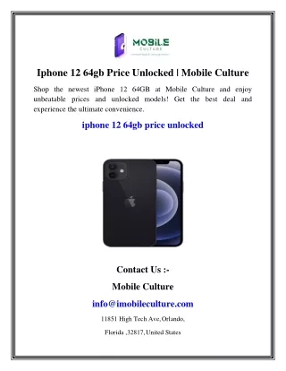 Iphone 12 64gb Price Unlocked   Mobile Culture