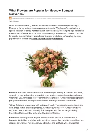 What Flowers are Popular for Moscow Bouquet Deliveries