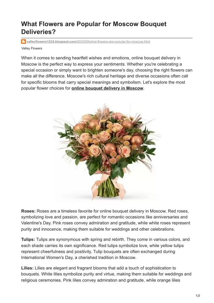 what flowers are popular for moscow bouquet