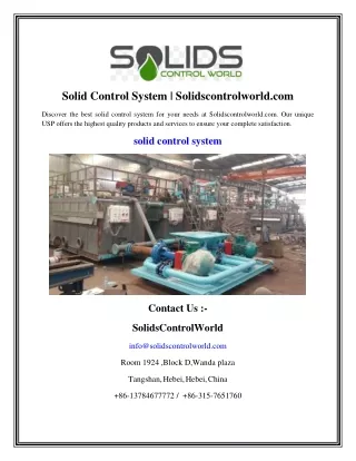 Solid Control System   Solidscontrolworld