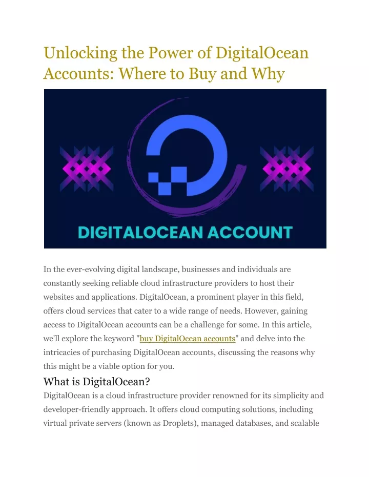 unlocking the power of digitalocean accounts