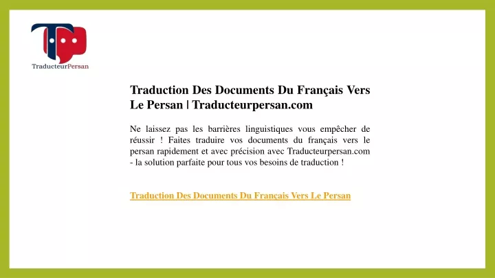 presentation traduction francais