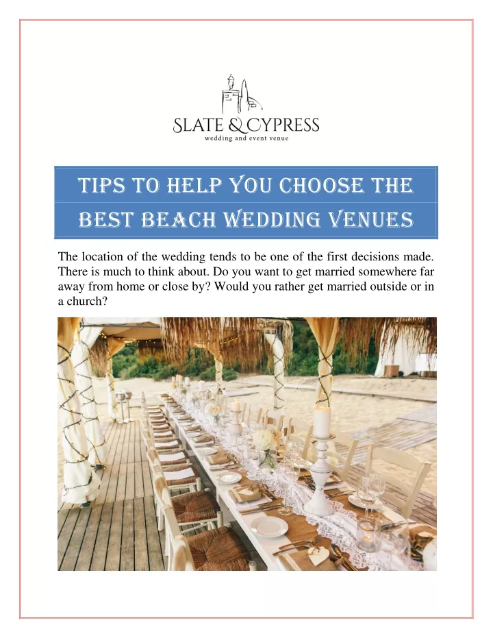 tips to help you choose the best beach wedding