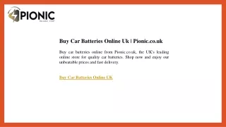 Buy Car Batteries Online Uk  Pionic.co.uk