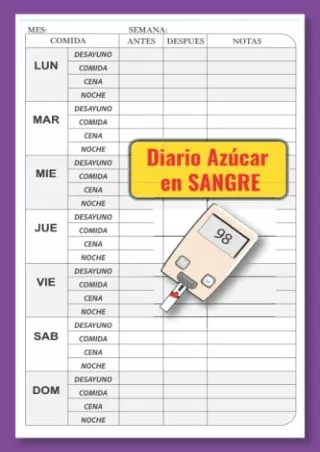 [PDF] DOWNLOAD EBOOK Diario de azúcar en sangre: Mi Libro de registro de ni