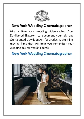 New York Wedding Cinematographer | Danilamednikov.com
