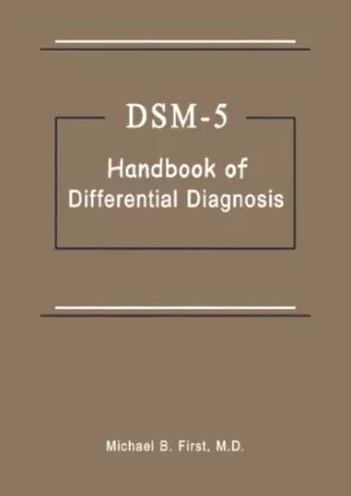 PDF BOOK DOWNLOAD DSM-5® Handbook of Differential Diagnosis by Michael B. F