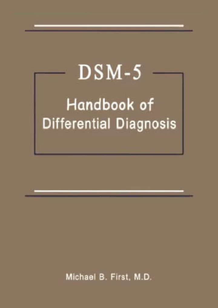 dsm 5 handbook of differential diagnosis