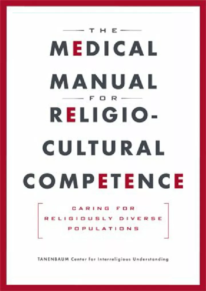 the medical manual for religio cultural