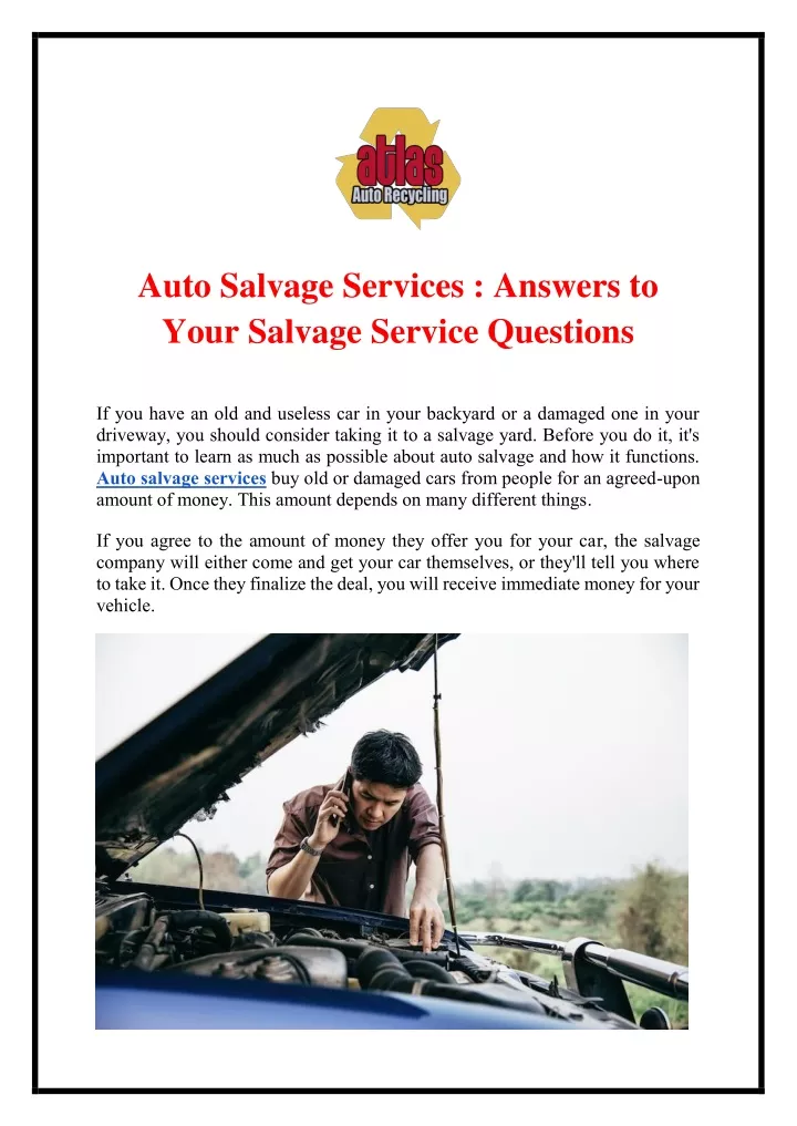 auto salvage services answers to your salvage