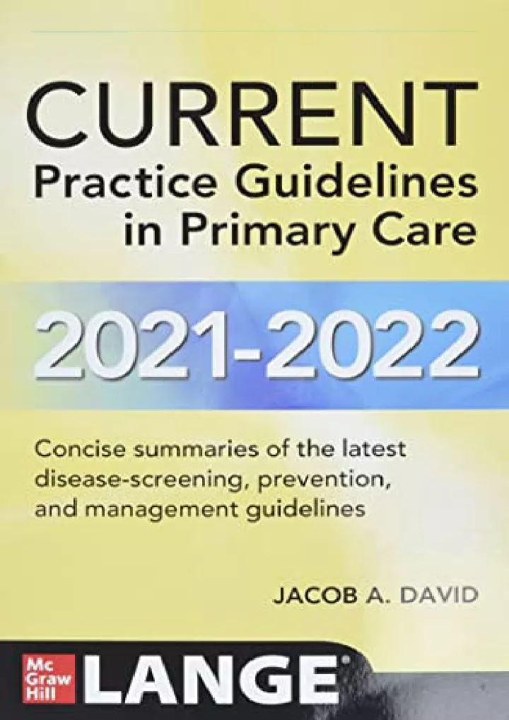 current practice guidelines in primary care 2021