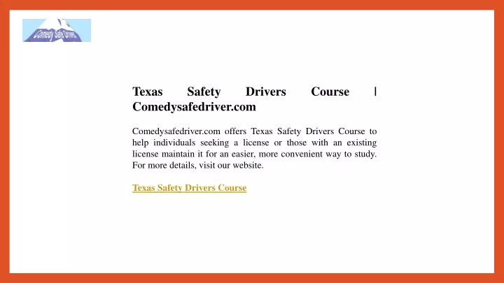 texas safety drivers course comedysafedriver