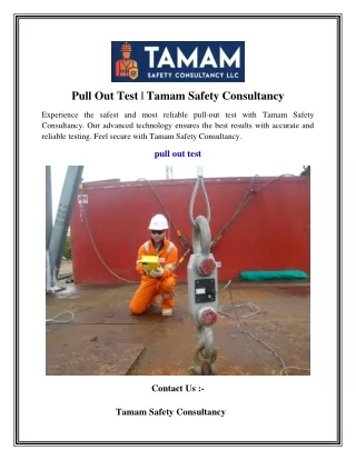 Pull Out Test   Tamam Safety Consultancy