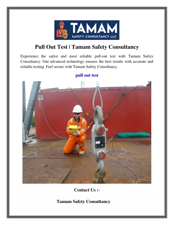 pull out test tamam safety consultancy