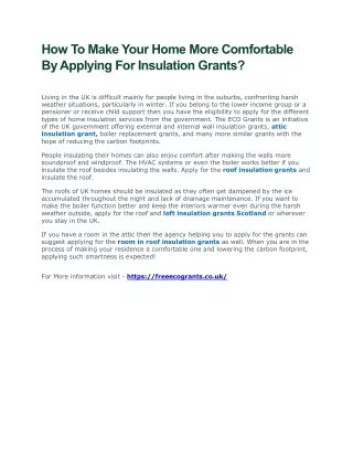 How To Make Your Home More Comfortable By Applying For Insulation Grants