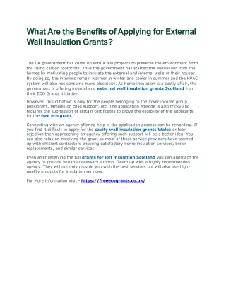 What Are the Benefits of Applying for External Wall Insulation Grants