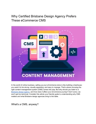 Why Certified Brisbane Design Agency Prefers These eCommerce CMS