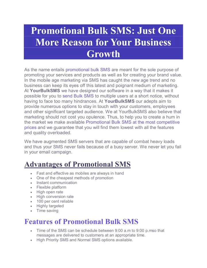 promotional bulk sms just one more reason