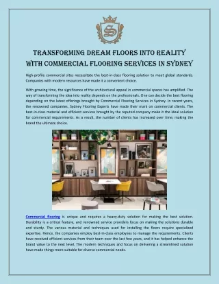 Transforming Dream Floors into Reality with Commercial Flooring Services in Sydney