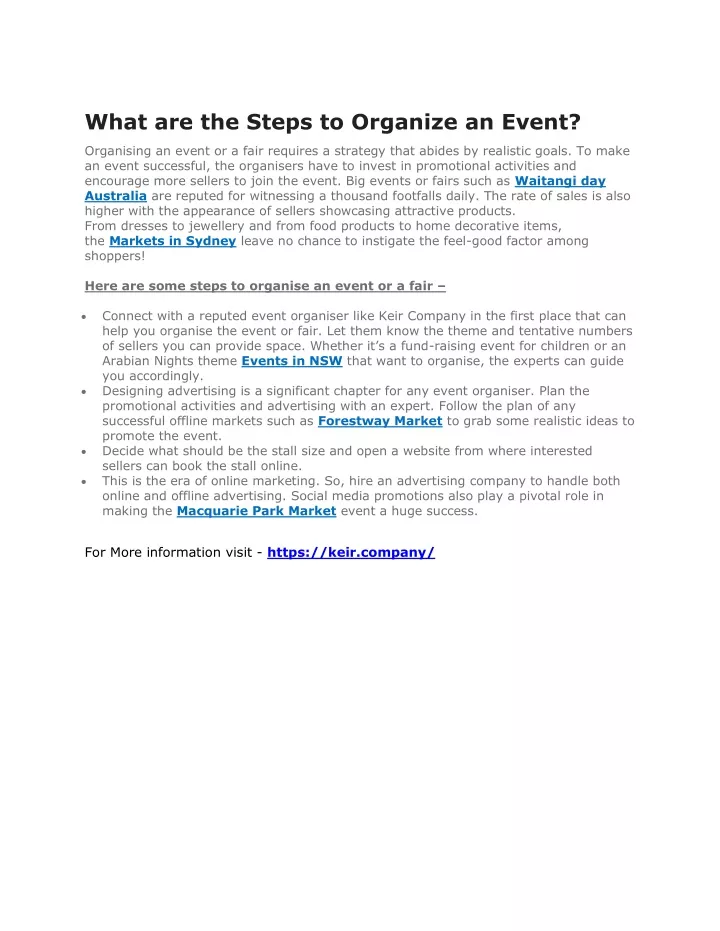 what are the steps to organize an event