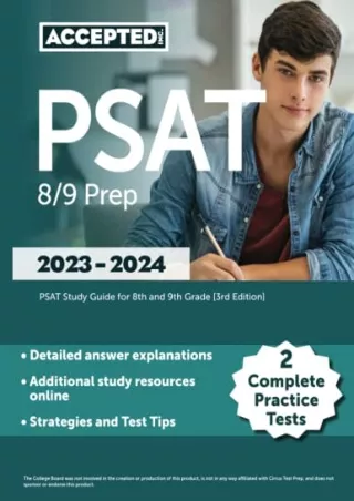 Download Book [PDF] PSAT 8/9 Prep 2023-2024: 2 Complete Practice Tests, PSAT Study Guide for 8th