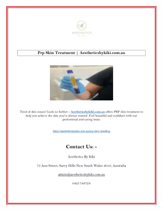 Prp Skin Treatment | Aestheticsbykiki.com.au