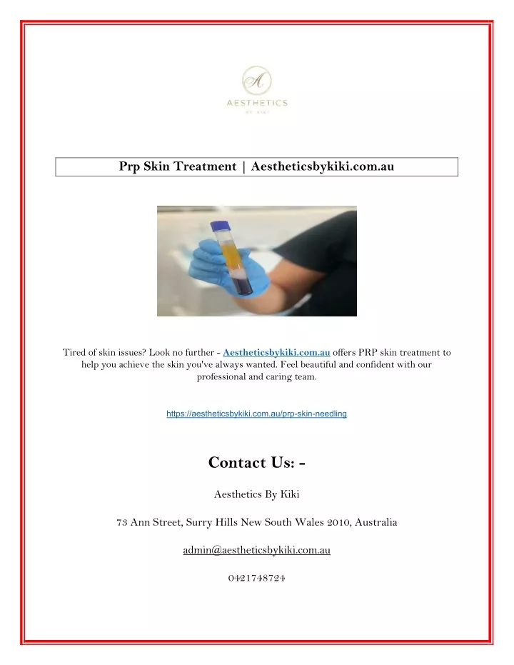 prp skin treatment aestheticsbykiki com au