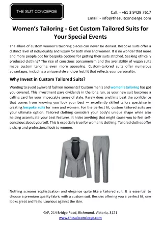 Women’s Tailoring - Get Custom Tailored Suits for Your Special Events