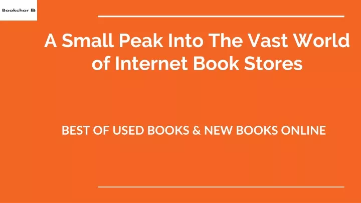 a small peak into the vast world of internet book stores