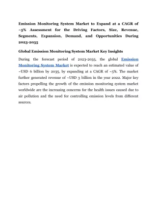 emission monitoring system market to expand