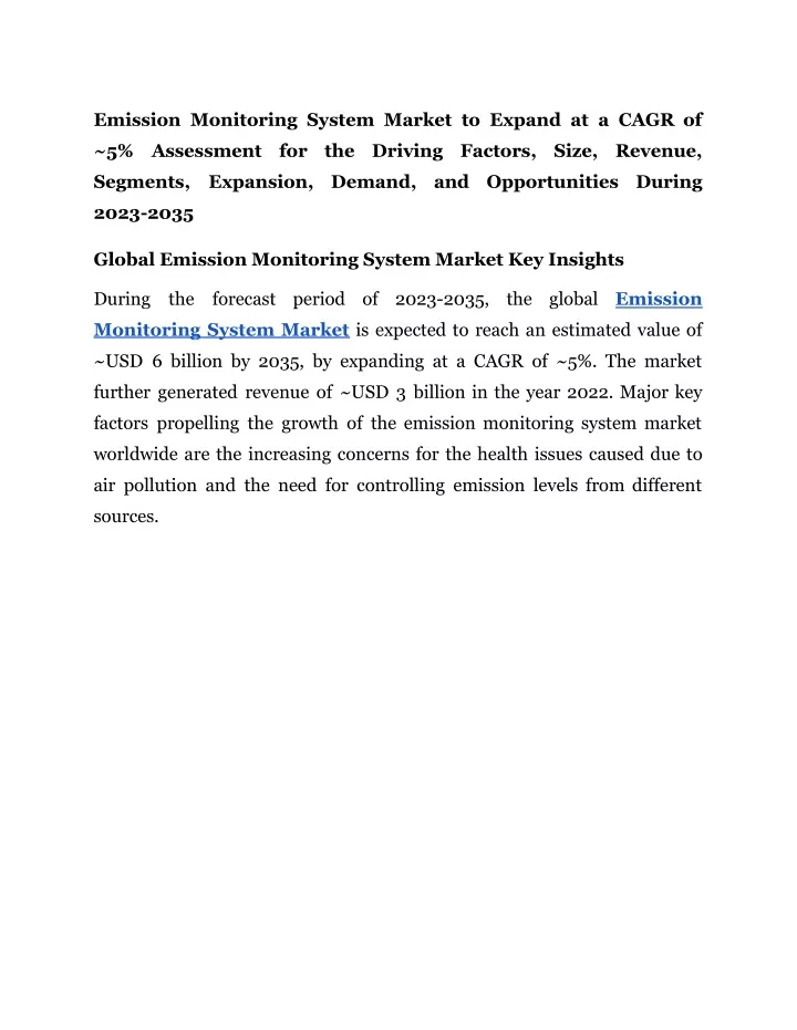 emission monitoring system market to expand