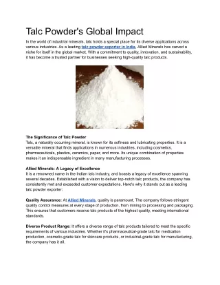 talc powder s global impact