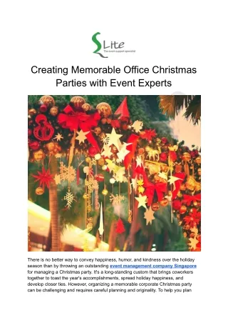 Creating Memorable Office Christmas Parties with Event Experts