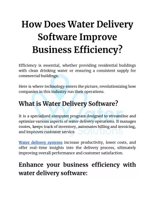 how does water delivery software improve business