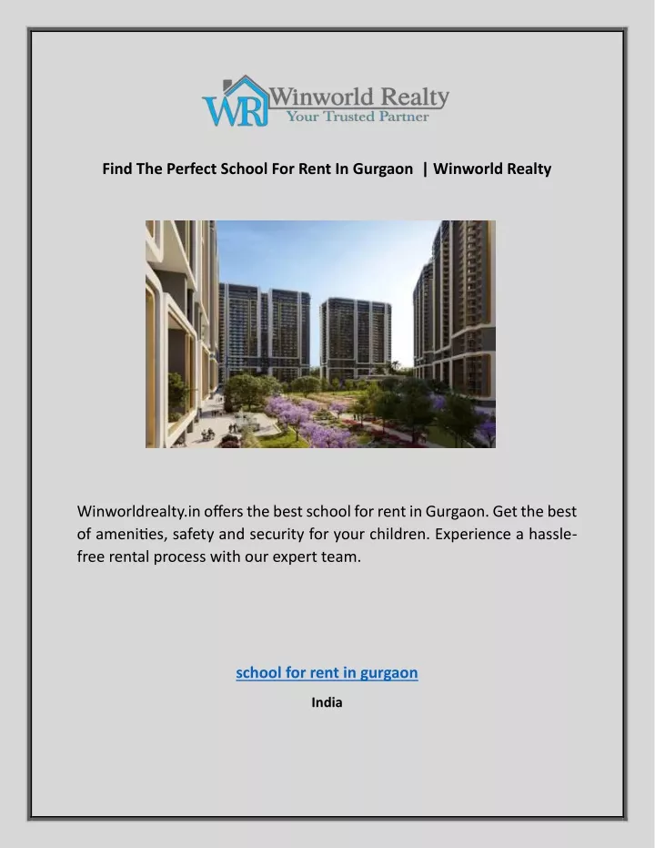 find the perfect school for rent in gurgaon