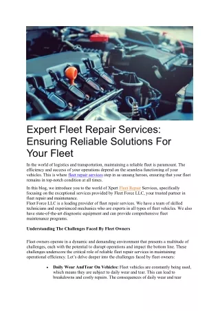 Expert Fleet Repair Services