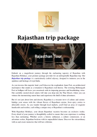 Rajasthan trip package