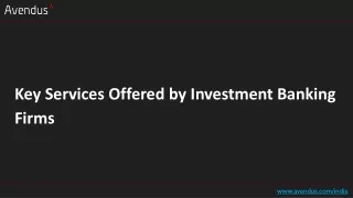 Key Services Offered by Investment Banking Firms