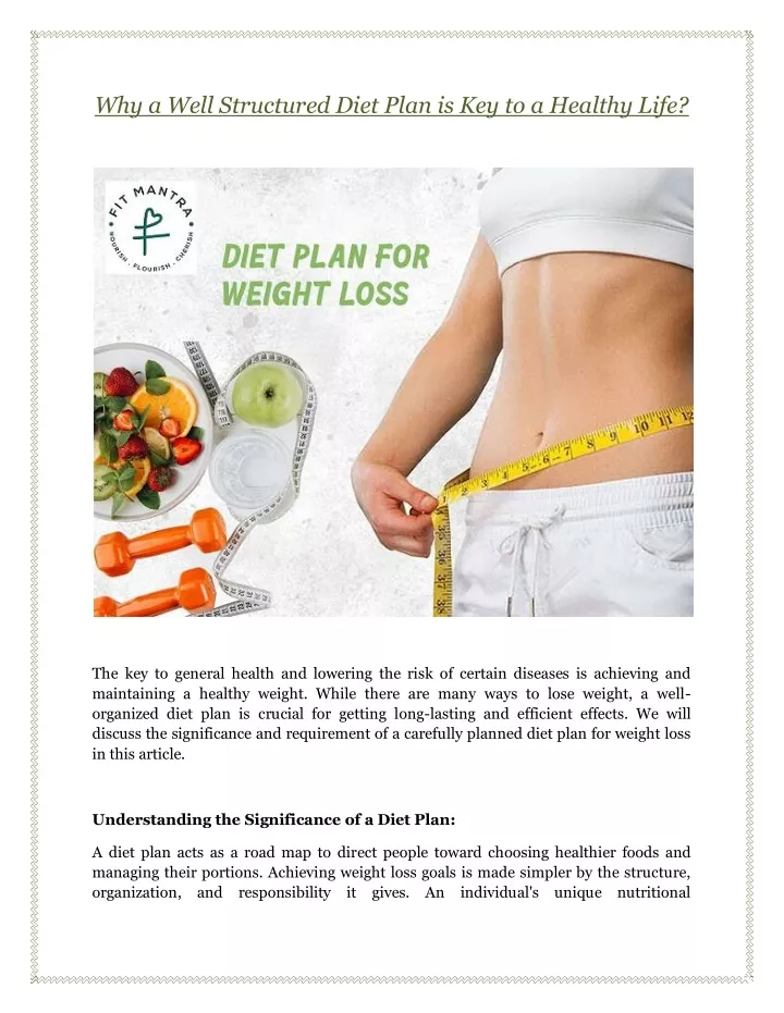 why a well structured diet plan