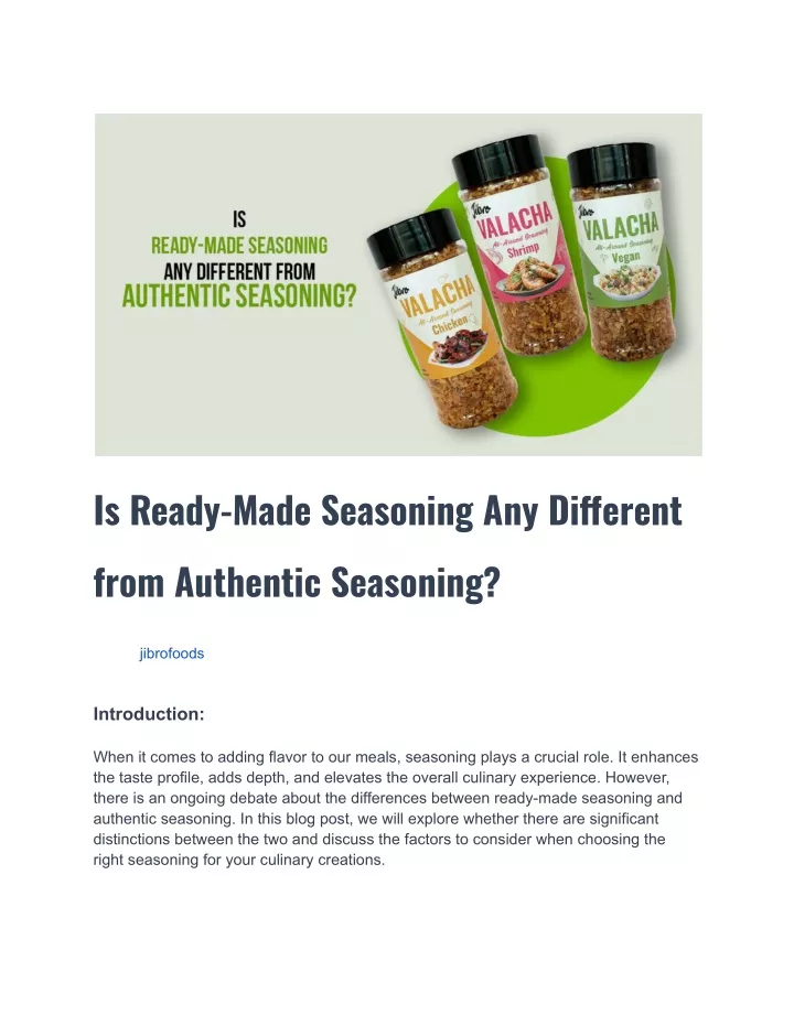 is ready made seasoning any di erent from