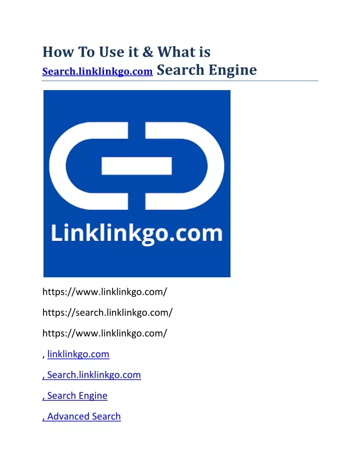 how to use it what is search linklinkgo