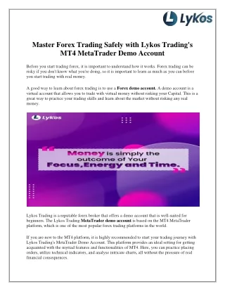 Master Forex Trading Safely with Lykos Trading's MT4 MetaTrader Demo Account