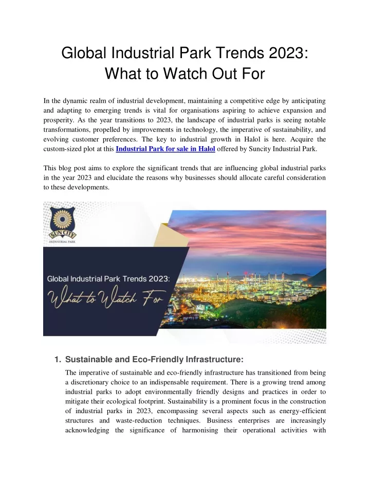 global industrial park trends 2023 what to watch