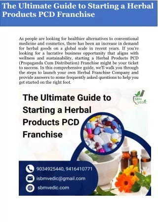 The Ultimate Guide to Starting a Herbal Products PCD Franchise