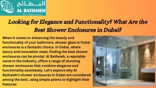 Looking for Elegance and Functionality What Are the Best Shower Enclosures in Dubai