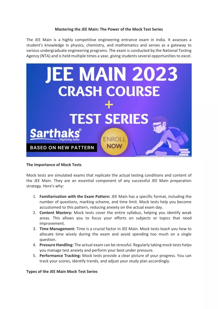 mastering the jee main the power of the mock test
